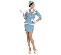 Widmann Retro Flight Attendant (Jacket, Skirt, Tie, Hat) (M) Turquoise / Light B