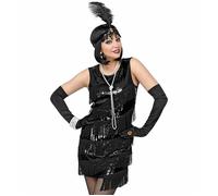 Widmann Roaring 20s Flapper (Dress, Headband With Feather) (M) Black