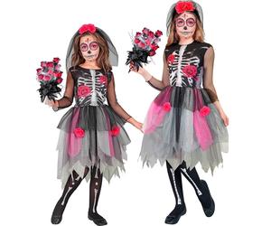 Widmann Roses Skeleton (Dress, Headpiece) (140 cm / 8-10 Years) Grey