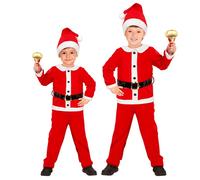 Widmann Santa Claus Flannel (Jacket, Pants, Belt, Hat) (116 cm / 4-5 Years) Red