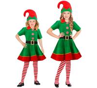 Widmann Santa's Little Helper Elf (Dress With Belt, Hat, Stockings) (104 cm / 2-
