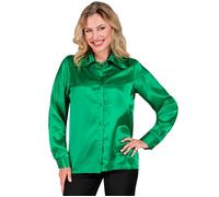 Widmann Satin Green 70s Disco Shirt (M) Green