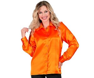 Widmann Satin Orange 70s Disco Shirt (L) Orange