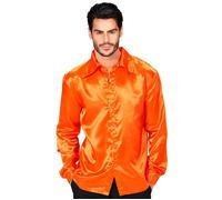 Widmann Satin Orange 70s Disco Shirt (M) Orange