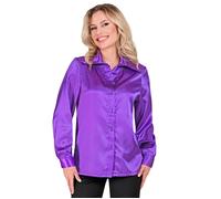 Widmann Satin Purple 70s Disco Shirt (L) Purple / Lila