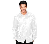 Widmann Satin White 70s Disco Shirt (M) White