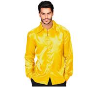 Widmann Satin Yellow 70s Disco Shirt (S) Yellow