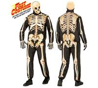 Widmann Skeleton Fast Costume (Jacket, Pants, Gloves, Mask) (M) Black
