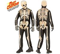 Widmann Skeleton Fast Costume (Jacket, Pants, Gloves, Mask) (XL) Black
