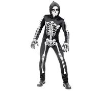 W WIDMANN MILANO Party Fashion - Disfraz infantil esqueleto, mono con capucha, blanco, brilla bajo la luz UV, disfraz Halloween