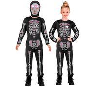 Widmann Skeleton (Jumpsuit, Hooded Mask) (140 cm / 8-10 Years) Black