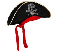 WIDMANN - Sombrero de pirata confeccionado en tejido de terciopelo - Diseño de calavera realizado con tachas y bandana