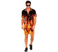 W WIDMANN MILANO Party Fashion - Traje hawaiano, camisa de manga corta y pantalones cortos, flores, aloha, fiesta en la playa, disfraz