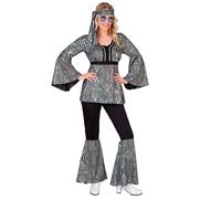 Widmann The 70s Disco Style - Silver Waves (Shirt, Pants, Headband) (XS) Silver