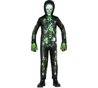 Widmann Toxic Skeleton (Jumpsuit, Hooded Mask) (116 cm / 4-5 Years) Green