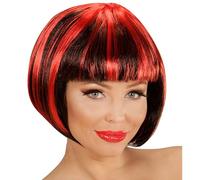 WIDMANN vd-wdm04952 peluca Fashion Streaks, Negro/Rojo, talla única