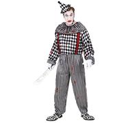Widmann Vintage Clown (Jumpsuit With Ruff And Braces, Headpiece) (L) Black