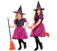 Widmann Witch (Dress, Hat) (128 cm / 5-7 Years) Purple / Lila