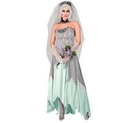 Widmann Zombie Bride (Dress, Flower Veil, Flower Bouquet) (S) Grey
