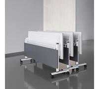 Widppsopt 1PCS Folding Conference Table, Mobile Training Table with Locking Wheels, Modern Conference Room Desk for Office & Training Rooms, Easy to Arrange(White,140 * 60 * 75cm)