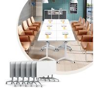 Widppsopt 2-Pack Folding Conference Table for 12-16People Modern Flip Top Training Room Desk with Wheels Save Space Rectangle Office Desk Table for Classroom