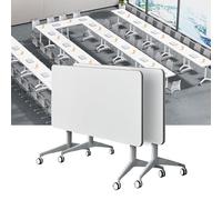 Widppsopt 2-Pack Folding Conference Table for 12-16People Modern Flip Top Training Room Desk with Wheels Save Space Rectangle Office Desk Table for Classroom