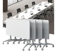 Widppsopt 2-Pack Folding Conference Table for 12-16People Modern Flip Top Training Room Desk with Wheels Save Space Rectangle Office Desk Table for Classroom