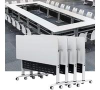 Widppsopt 4 Pack Conference Table - Modern White Conference Room Table, Folding Flip Top Office Meeting Desk Mobile Desk for Training Seminar, with Locking Wheel