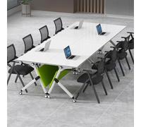 Widppsopt 4 Pack Foldable Wood Conference Tables with Lockable Mobile Modern Free Combination Seminar TableLocking Rolling Wheels Steel Bases Laminate Tops for Office Seminar Portabl