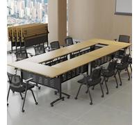 Widppsopt 6-Pack Folding Conference Table Modern Flip Top Training Room Tables with Wheels Save Space for 12-16People Rectangle Office Meeting Desk Computer Desk for Study Writing