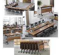 Widppsopt 6 Pack Folding Conference Table with Lockable Wheels-Mobile Conference Room Tables Foldable Meeting Desk for Office Home Classroom Seminar Rooms-Durable,Seats 2-10 People(63in)