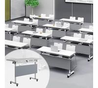 Widppsopt 6 Pack Folding Conference Table with Lockable Wheels-Mobile Conference Room Tables Foldable Meeting Desk for Office Home Classroom Seminar Rooms-Durable,Seats 2-10 People(55.1in)