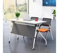 Widppsopt 6ft Folding Conference Room Table with Flip Top Training Modern Large Mobile Meeting Table with Silent Wheels Iron Baffle Office Desk for Study Working.