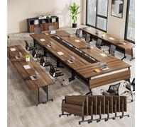 Widppsopt 6Pack Folding Conference Table with Lockable Wheels-Mobile Conference Room Desk Foldable Meeting Desk for Office Home Class Seminar Rooms-Durable,Seats 2-10 People
