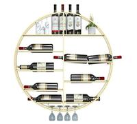 Widppsopt Botellero de Pared, botellero Industrial Redondo Colgante, Expositor de Vino con Soporte para Copas, Estante Flotante para Bar, Comedor, hogar, Bar, Cocina (tamaño: 60 x 11 cm)