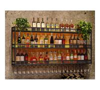 Widppsopt Botellero de Pared, estantes flotantes para Bar, Expositor de vinos de Pared, botellero Industrial Redondo Colgante con Soporte para Copas, para Barra de Cocina (tamaño: 80 x 25 x 90 cm)