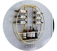Widppsopt Botellero Redondo Industrial Colgante, Expositor de Vino de Pared para Bar, con Soporte para Copas, Ideal para Comedor, hogar, Bar, Cocina (tamaño: 80 x 80 x 11 cm)