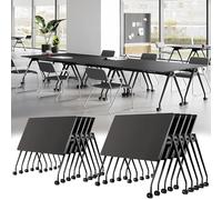 Widppsopt Conference Room Table-Foldable Conference Tables,Flip Top Mobile Training Desk,Modern Conference Desk with Silent Wheels Seats 4-12 People Office(4PCS 70.8in)