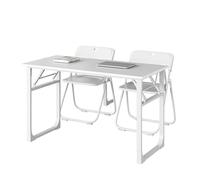Widppsopt Conference Room Table, Folding Portable Meeting Table, Mobile Square Training Desk for Office, Seminar, Classroom, Modern White Office Conference Desk(140 * 60 * 75cm)