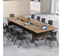 Widppsopt Conference Room Table, Large Folding Conference Table,Business Style Wooden Meeting with Strong Metal Frame Flip Top Desk(6 PCS)