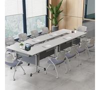 Widppsopt Conference Room Table, Large Folding Conference Table,Business Style Wooden Meeting with Strong Metal Frame Flip Top Desk(6 PCS)