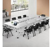 Widppsopt Conference Room Table Large Folding Training Tables with Caster Wheels, Business Style Wooden Meeting Desk with Strong Metal Frame,Flip Top Desk for Office Conference Room