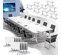 Widppsopt Conference Table 2 Pack Foldable Meeting Desk Mobile Training Table with Wheels Multifunctional Flip Top Rolling Seminar Meeting Desk for Office,Meeting Room,classr