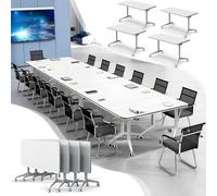 Widppsopt Conference Table 2 Pack Foldable Meeting Desk Mobile Training Table with Wheels Multifunctional Flip Top Rolling Seminar Meeting Desk for Office,Meeting Room,classr