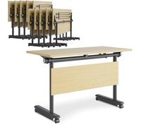 Widppsopt Conference Table, Flip-Top Training Table for Meeting Room Study Writing, Folding Conference Room Desk Save Space Design,for Classroom Office Meeting Room (10, 55.1")