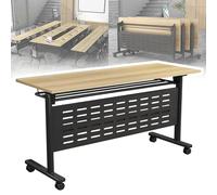 Widppsopt Conference Table Foldable Mobile Training Table with Wheels Flip Top Rolling Seminar Meeting Desk for Office Meeting Room classr