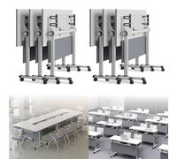 Widppsopt Conference Table Foldable, Rectangular Meeting Room Tables with Silent Caster Wheels, Mobile Conference Room Desk, Large Folding Desk for Study Working