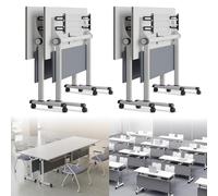 Widppsopt Conference Table Foldable, Rectangular Meeting Room Tables with Silent Caster Wheels, Mobile Conference Room Desk, Large Folding Desk for Study Working