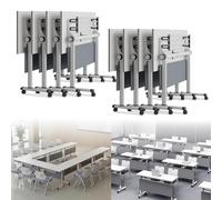 Widppsopt Conference Table Foldable, Rectangular Meeting Room Tables with Silent Caster Wheels, Mobile Conference Room Desk, Large Folding Desk for Study Working