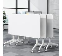 Widppsopt Conference Table, Folding Conference Room Desk with Flip-Top Design, Mobile Seminars Dynamic Meetings Training Tables for Offices, Classrooms, and Meeting Room(White, 47.2×23.6×29.5in)